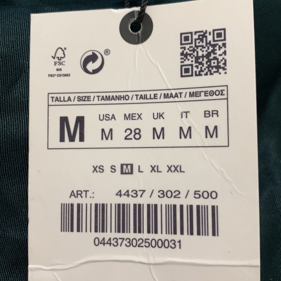 SOLD NWT. Zara Green Lingerie Style Midi Dress Size M. - Picture 6 of 8